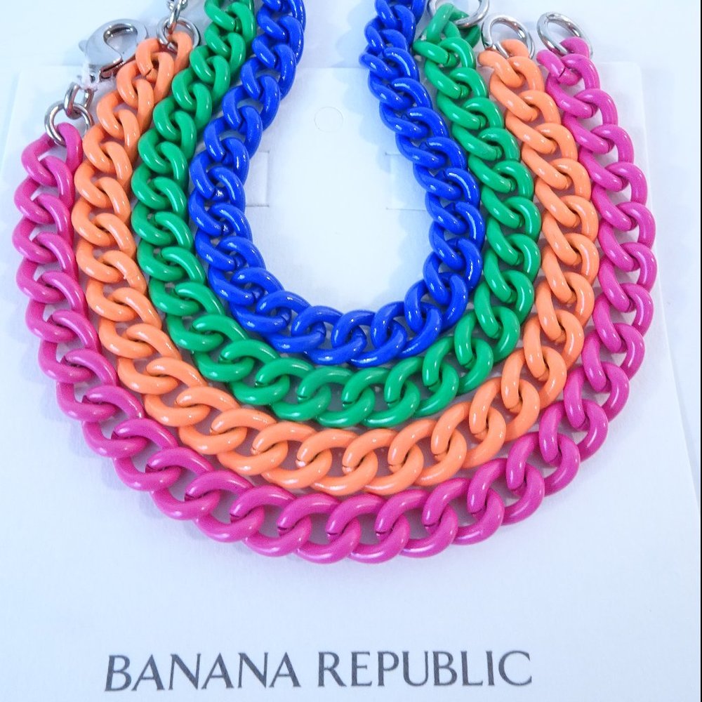Banana Republic Rainbow Stackable Enamel Link Bracelet Set 4 NWT 39 EA - Picture 9 of 9